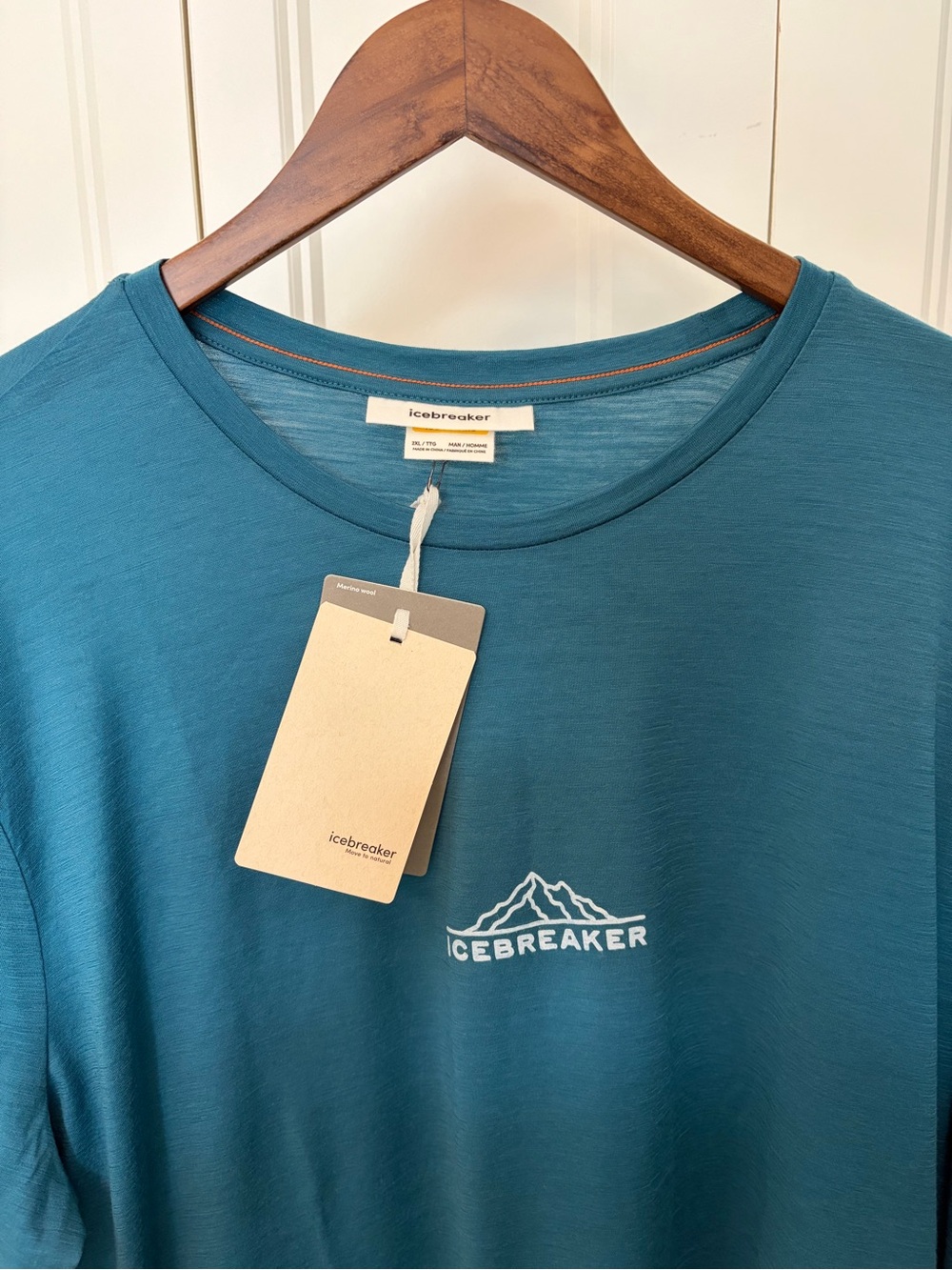 Icebreaker 150 Merino Wool Men's Teal Crew Neck Logo T-Shirt